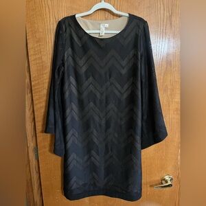 Emma & Michele Black Chevron Long Sleeve Dress